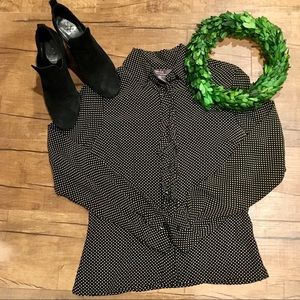 Black and white polka dot silk blouse